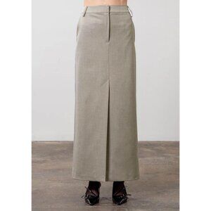 New Moon River Linen Blend High Waist Split Maxi Skirt Preppy Academia 2000s Y2K